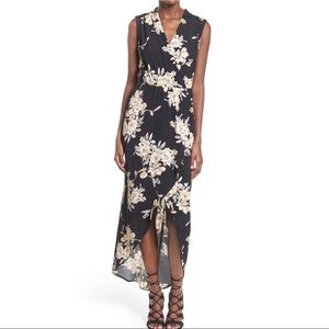 ASTR the Label Black Floral Print Wrap Dress